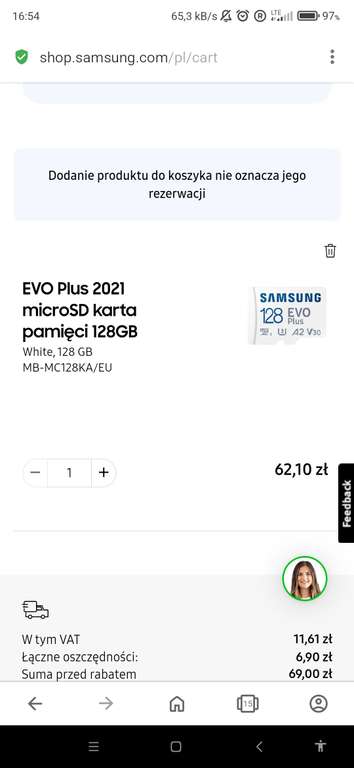 Samsung EVO Plus 2021 microSD karta pamięci SD 128GB
