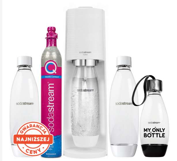 SodaStream Saturator Terra biały, 3 butelki (2x 1L, 1x 0.5L) + butla CO2