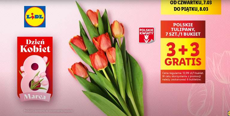 Tulipany bukiet (7 sztuk) 3+3 gratis @Lidl