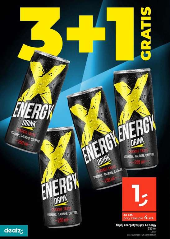 Napój energetyzujący X-ENERGY 250ml przy zakupie 4 @Dealz