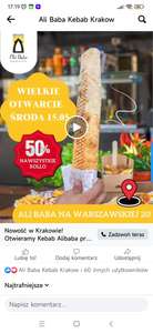 Każde rollo 50% taniej z okazji otwarcia Ali Baba Kebab Kraków