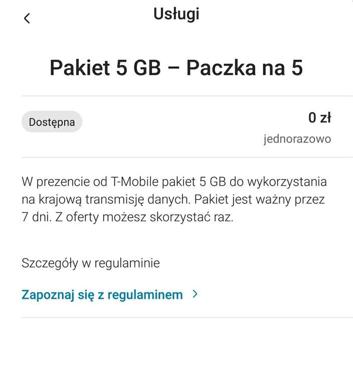 T-Mobile 5 GB paczka