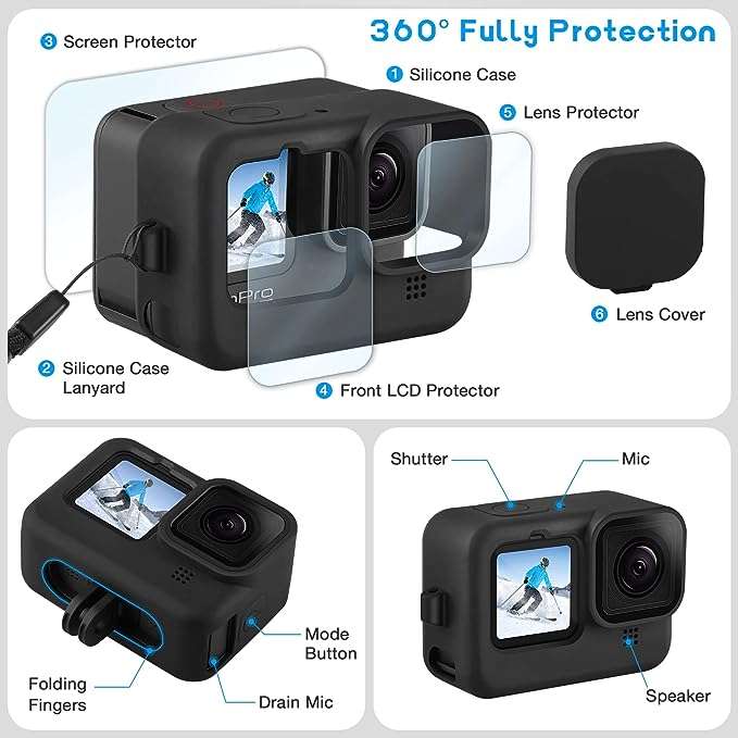 Zestaw akcesoriów ochronnych do kamer sportowych GoPro 9 / 10 / 11 @Amazon.pl Darmowa dostawa Prime