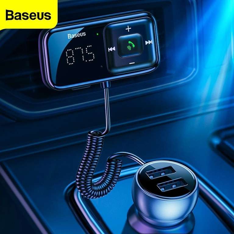 Baseus FM nadajnik modulatora Bluetooth 5.0 radio FM 3.1A ładowarka samochodowa USB zestaw