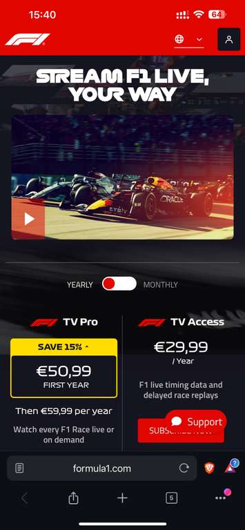 F1 TV PRO roczna subskrybcja -15% 50,99€