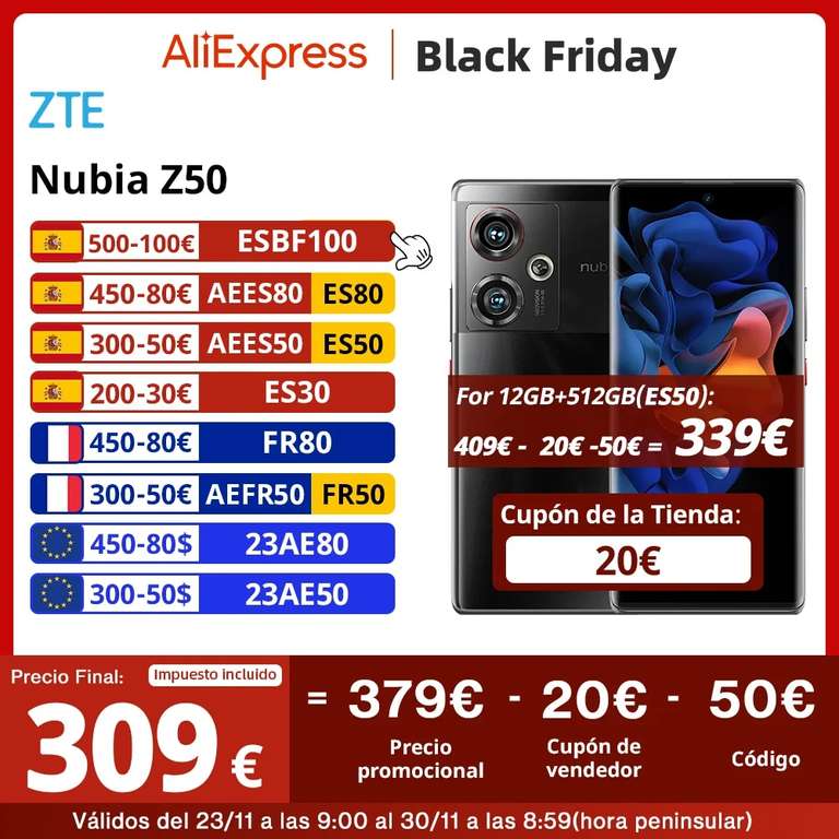 Smartfon ZTE Nubia Z50, Global ROM, 12GB/256GB 356.80$