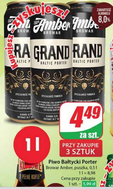 Piwo porter bałtycki Grand Amber puszka 0,5L /8% alk./ @Dino