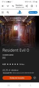 Resident Evil 0 PlayStation Store 22,25 PLN