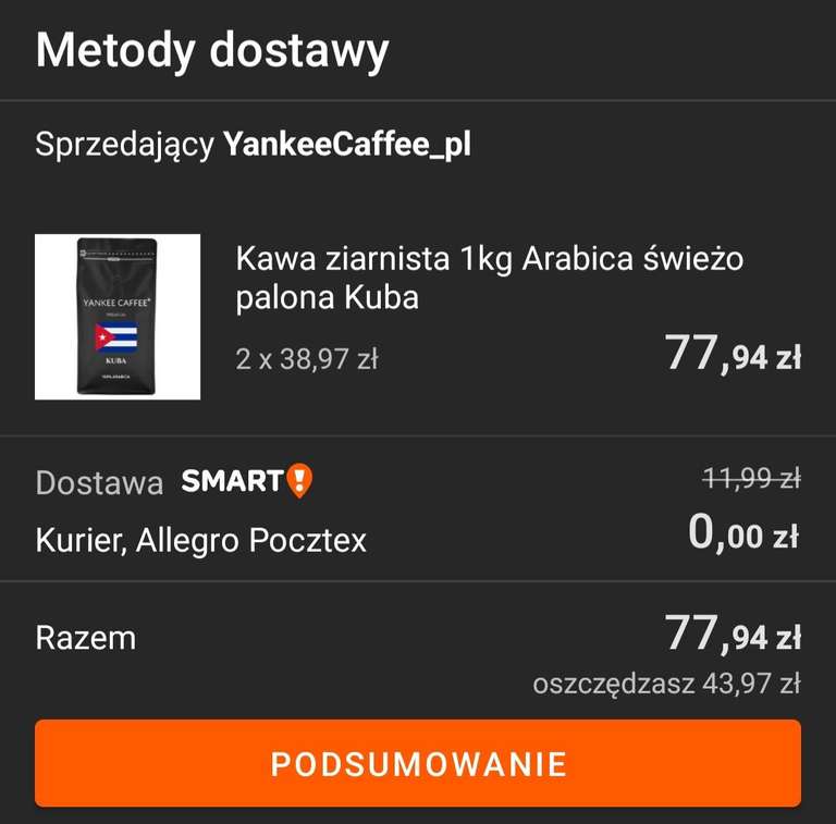 Kawa od yankee caffee 100% ARABICA 2X1KG Smart dostawa gratis
