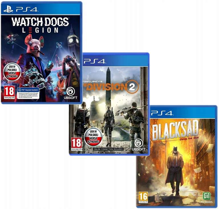 Zestaw 3 gier PlayStation WATCH DOGS LEGION / TOM CLANCY'S THE DIVISION 2 / BLACKSAD UNDER THE SKIN LIMITED