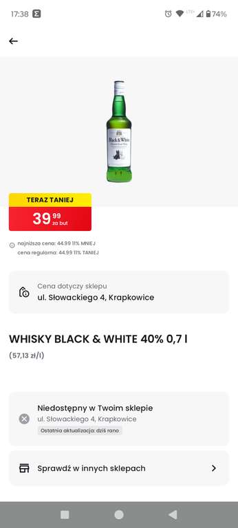 Black & White Blended Scotch Whisky | 40% | 0,7L | Biedronka
