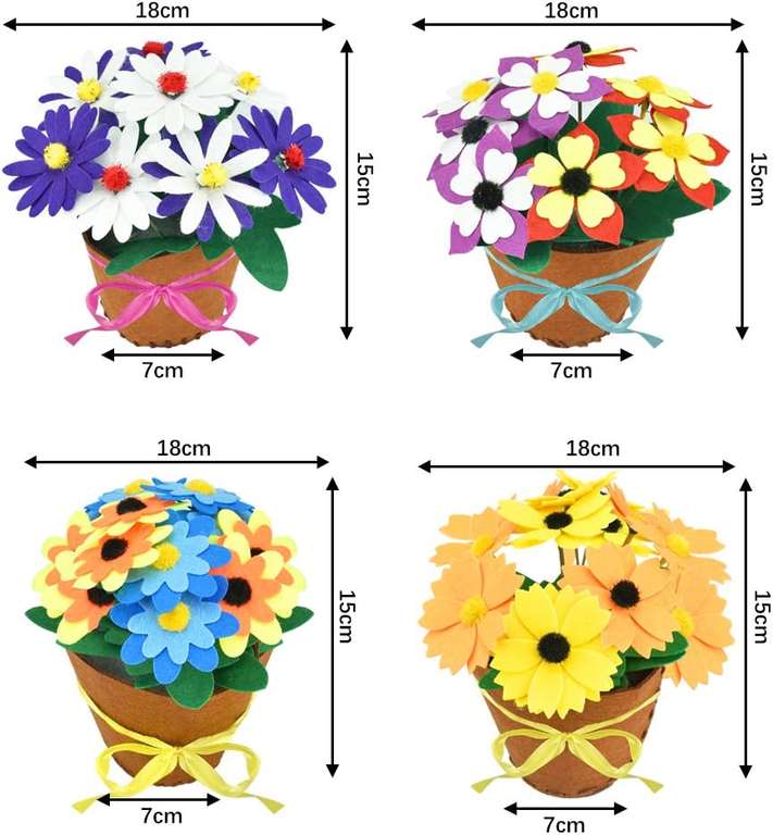 Filcowy zestaw kreatywny kwiaty 4 sztuki @Amazon.pl