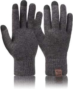 Svanco Wełniane zimowe ciepłe rękawiczki do ekranów dotykowych, antypoślizgowe, termiczne, wiatroszczelne - ciemnoszare