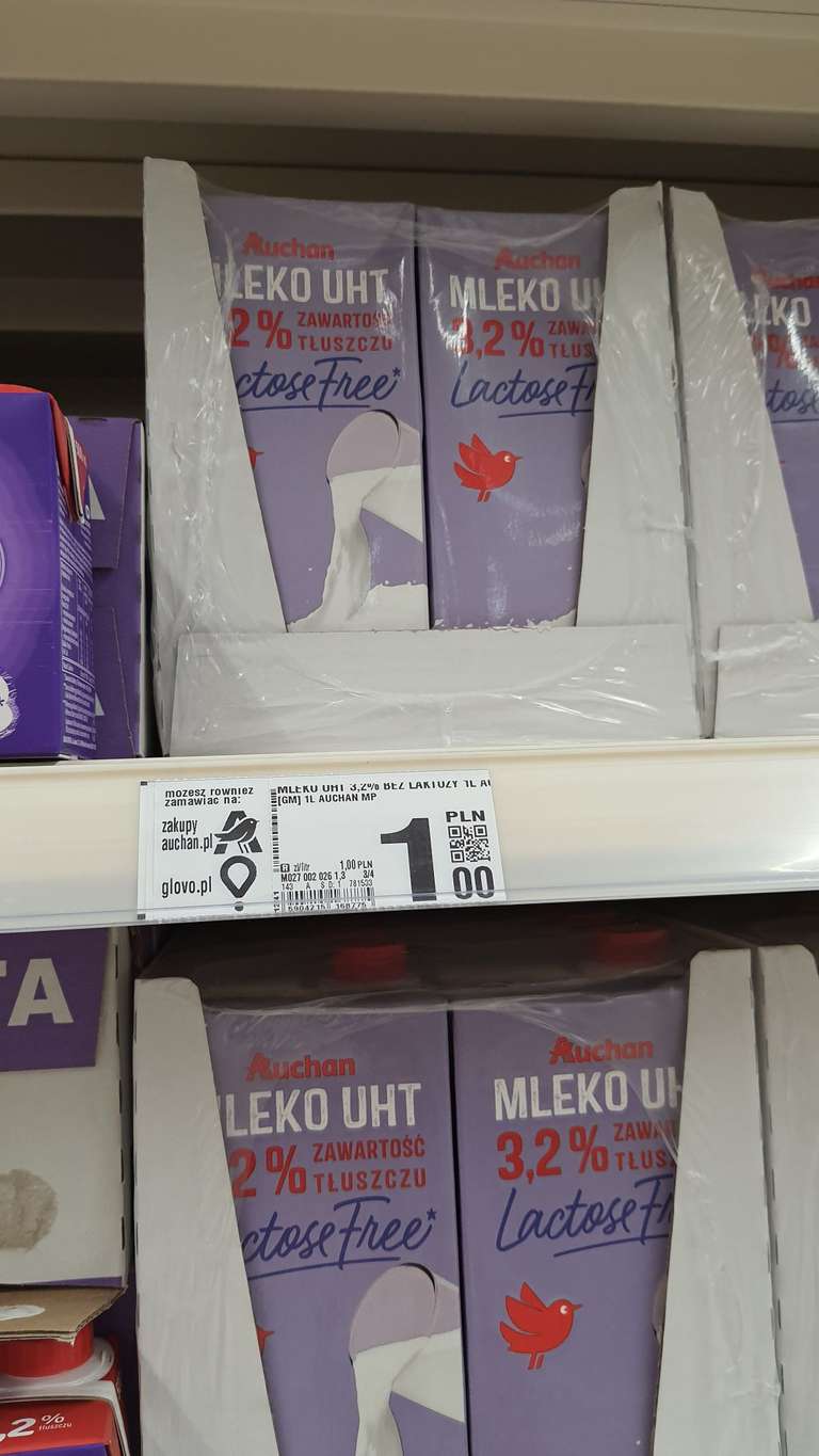 Auchan mleko 3,2% bez laktozy (data 20.04) Auchan Felicity Lublin