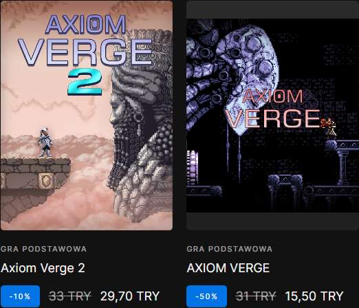 Axiom Verge za 3,70 i Axiom Verge 2 za 7,09 zł - wymagany VPN TR @ Epic Games