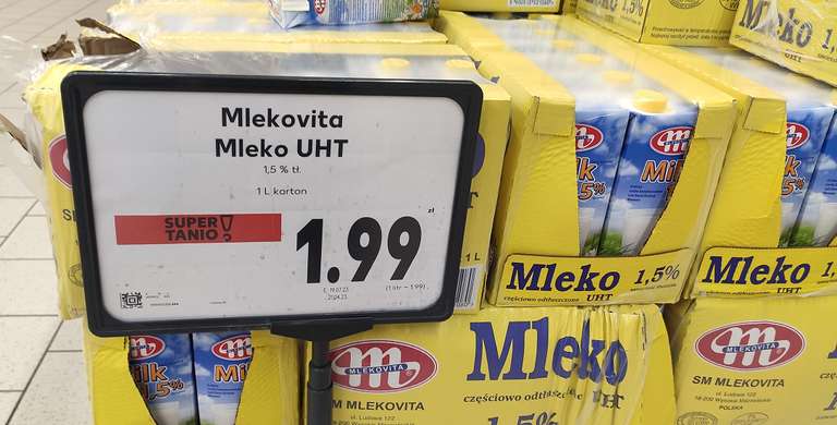 Mlekowita Mleko UHT 1,5% Kaufland Gdynia - termin ważności do 04.08.2023