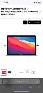 Laptop APPLE MacBook Air 13 M1/8GB/256GB SSD/INT/macOS Srebrny MGN93ZE/A/US