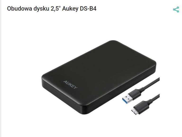 AUKEY KIESZEŃ NA DYSK HDD SSD OBUDOWA DYSKU SATA 2,5