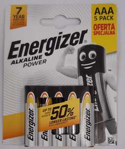 Baterie alkaliczne AAA Energizer 5szt (50 groszy/szt) -> Biedronka