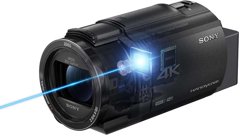 Kamera Sony FDR-AX43 4K /Exmor R , Vario Sonnar T* Zeiss z 20-krotnym zoom optyczny, B.O.SS