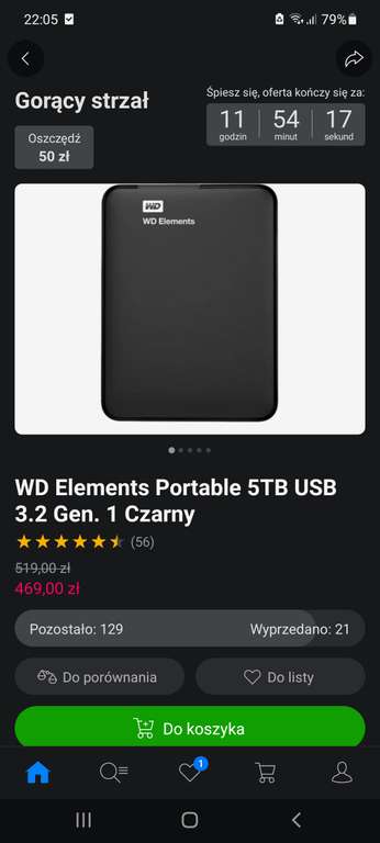 Dysk przenośny WD Elements Portable 5TB USB 3.2 Gen. 1 Czarny