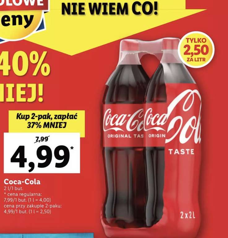 Coca-Cola 2x2L / 1L - 2,50 @Lidl
