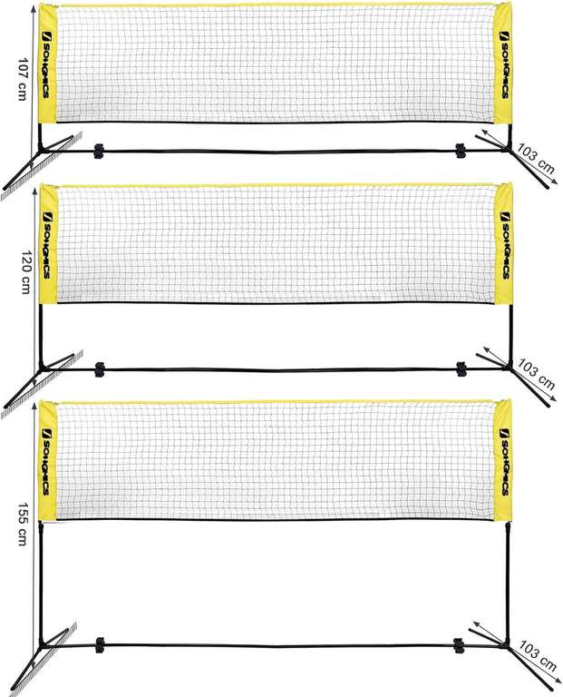 Siatka do gry w badmintona na stelażu z regulacją wysokości | czarna | 5m x 1.07/1.2/1.55m