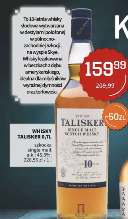 Whisky Talisker 10 Lat 0,7 L w Duży Ben