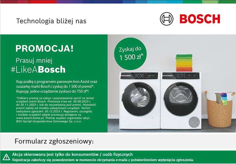 Suszarka Bosch WTX87K40PL + zwrot od Bosch 750PLN