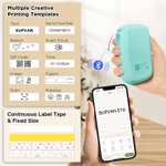 SUPVAN Katasymbol mini drukarka etykiet – E16 z Bluetooth, z 1 rolką 15 mm x 6 m etykiet, do systemów iOS i Android