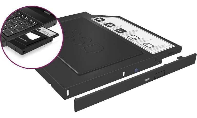 Adapter na dysk 2.5" do laptopa (slot DVD 9.5mm) ICY BOX IB-AC640 (odbiór w sklepie 0zl)