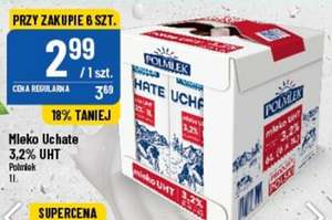 Mleko Uchate 3,2% Polmlek 1L ( przy zakupie 6 sztuk ). POLOMARKET