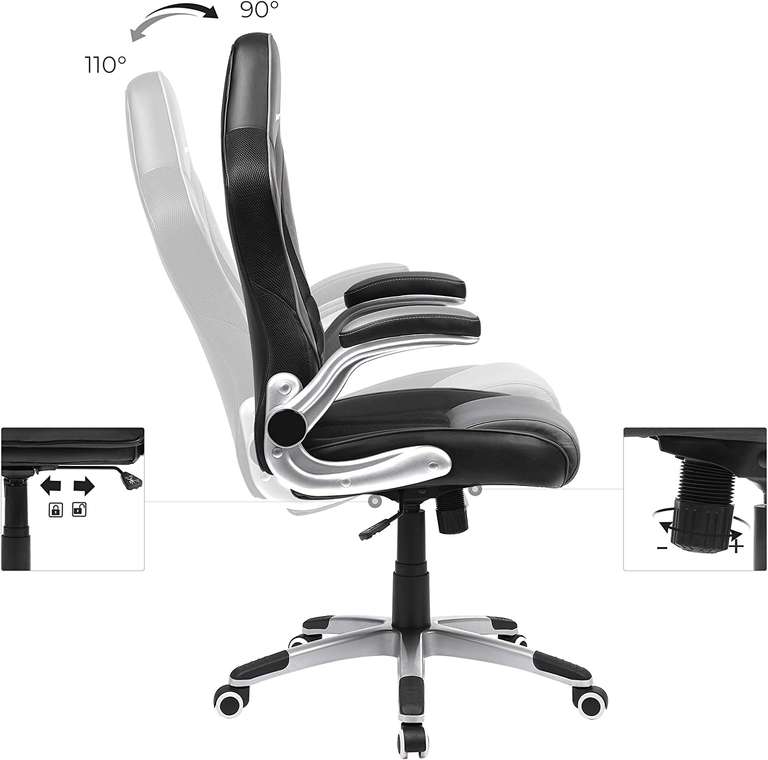 Krzesło biurowe, Czarne/Szare SONGMICS Obg63Bg