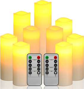 Da by Zestaw 9 świec woskowych LED na baterie 9 (1 x 22cm, 1 x 20cm, 1 x 18cm, 2 x 16 cm, 2 x 14cm, 2 x 13cm) 2 piloty