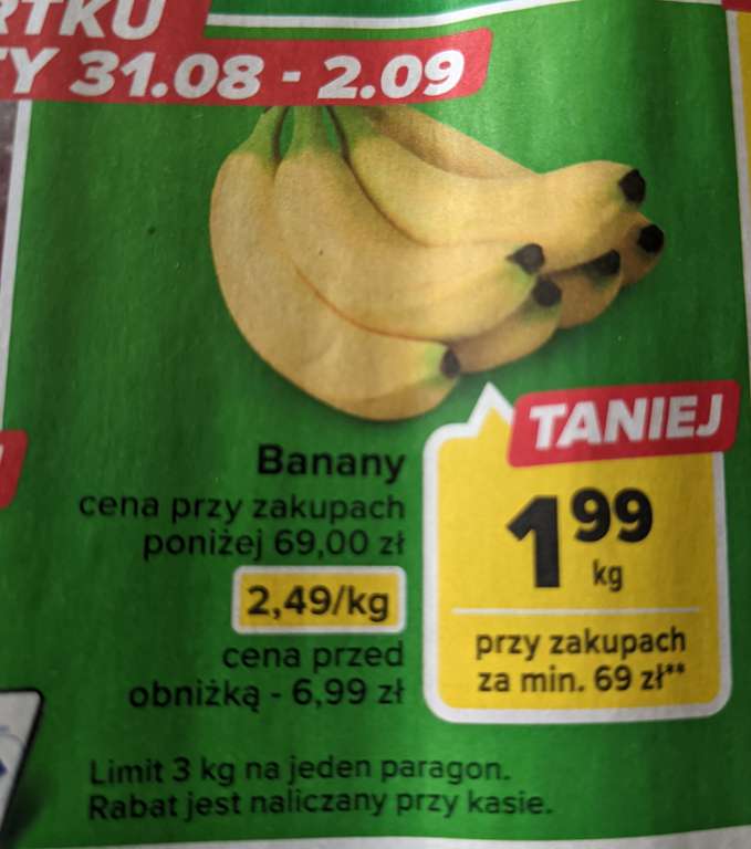 Banany za 1.99 lub 2,49 (bez MWZ)