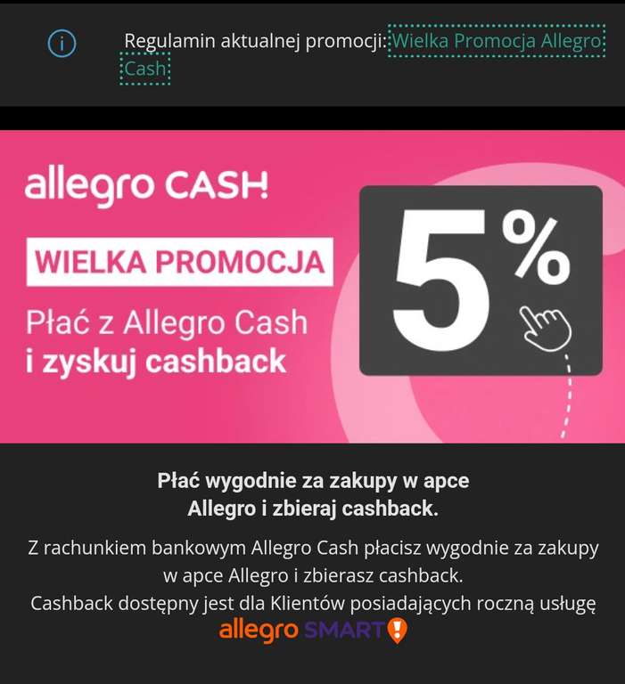 Allegro Cashback 5% - Allegro Cash