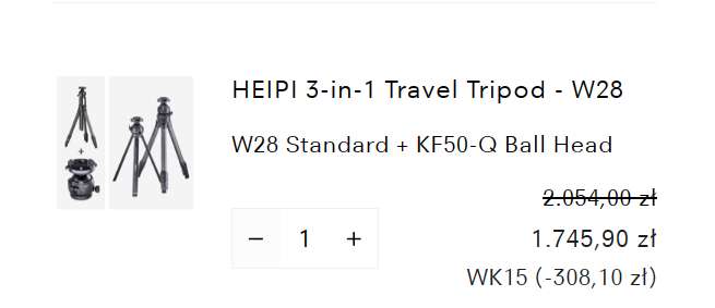 Statyw foto HEIPI 3-in-1 Travel Tripod, z włókien węglowych, z dodatkową głowicą KF50-Q/S, -15% z kodem