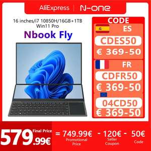 Laptop N-one Nbook Fly 16" - i7-10850H - W11Pro - 16GB - 1TB | 688,89$