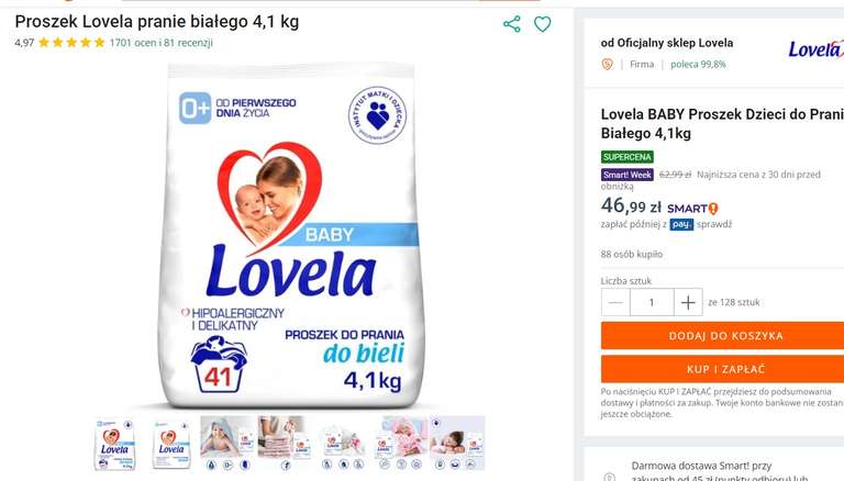 Lovela BABY Proszek Dzieci do Prania Białego 4,1kg - 46,99 zł