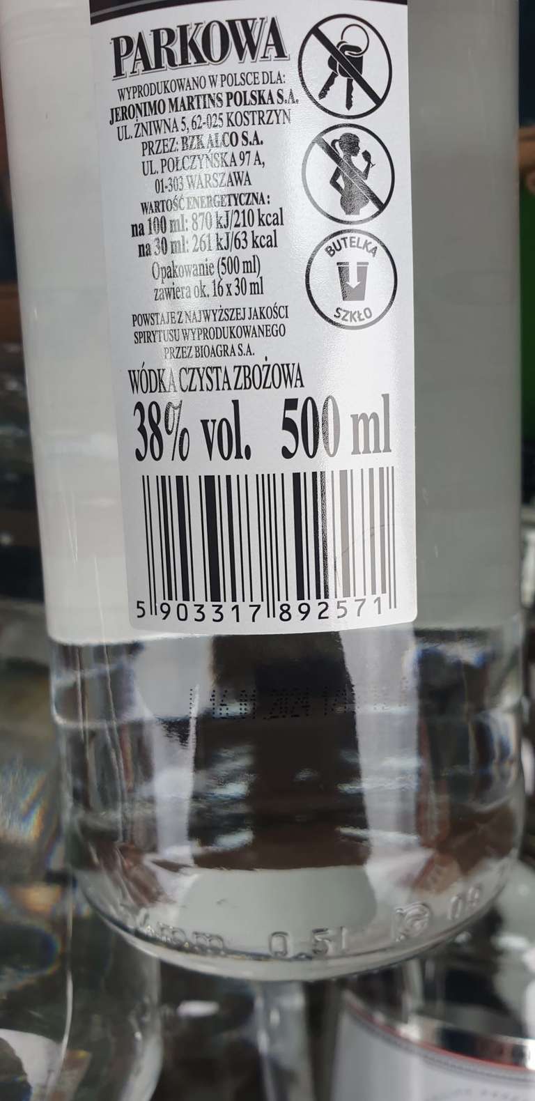 Wódka Parkowa 0.5 l 38% za 14.49 Biedronka, Mysłowice, Laryska