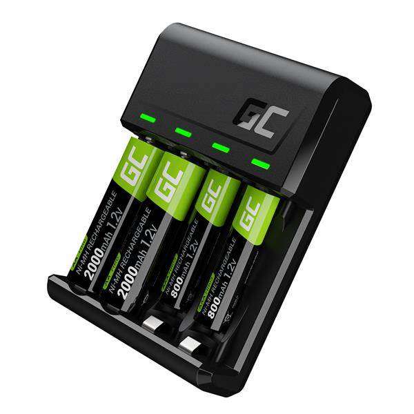 Ładowarka Green Cell GC VitalCharger z akumulatorkami 2x AA 2000mAh 2x AAA 800mAh (cena z kuponem sklepu -10 zł i Shopee - 5 zł)
