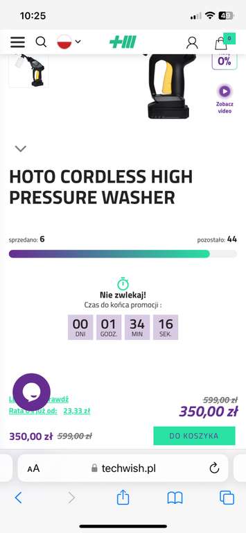 HOTO CORDLESS HIGH PRESSURE WASHER Bezprzewodowa myjka ciśnieniowa