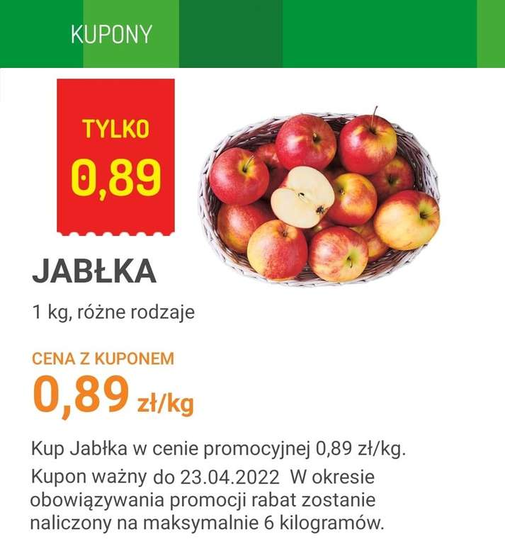Jabłka 0.89zł/kg z kuponem Delikarta (wybrane konta) - Delikatesy Centrum
