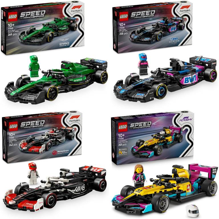 Klocki Lego Speed Champions, Aston Aramco AMR24 77245 | BWT Alpine Team A524 77248 | VF-24 77250 | ACADEMY LEGO 77258 | Ferrari 499P 77261