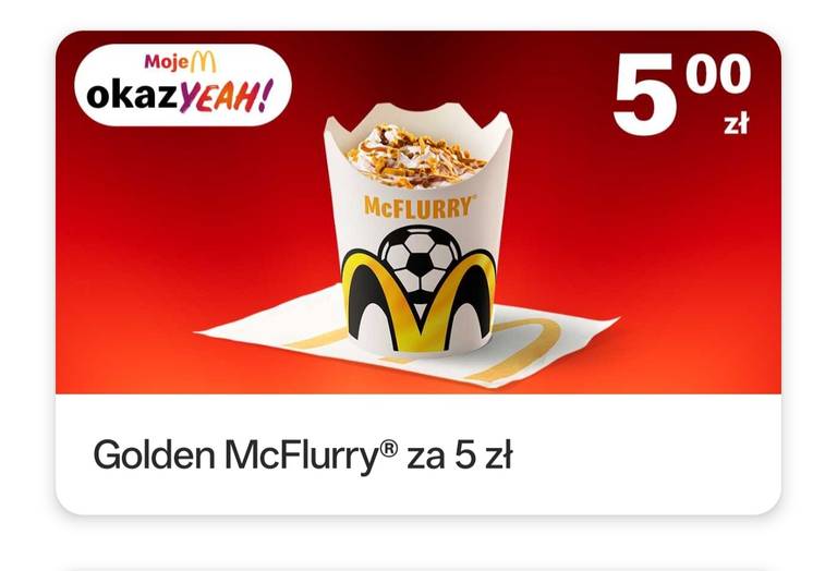 Kupon na Golden Mcflurry w aplikacji McDonald's