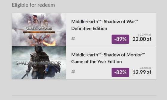 Middle-earth: Shadow of War Definitive Edition za 22 zł i Middle-earth: Shadow of Mordor Game of the Year Edition za 12,99 zł @ GOG