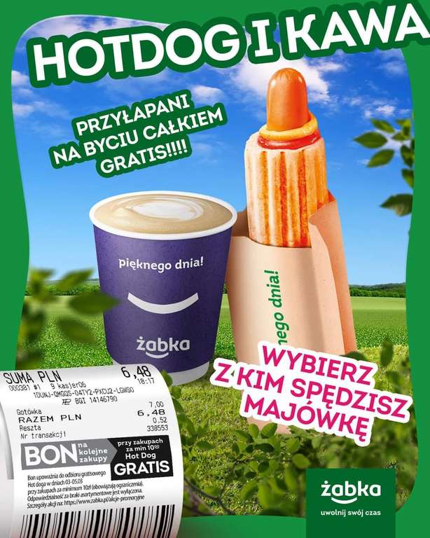Hot-Dog lub Kawa gratis z bonem (MWZ 10zł) 5-7.05 - Żabka