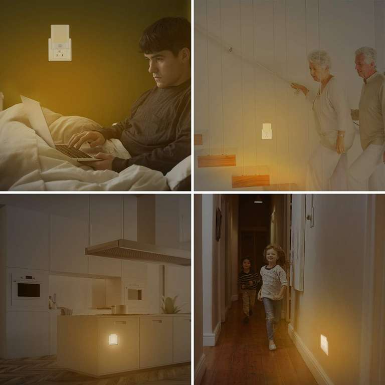 Lampka nocna z czujnikiem ruchu, 3 tryby pracy (Auto/ON/OFF), energooszczędna ciepła biel