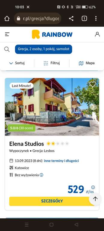 Grecja 8 dni Lot+apartament bez wyżywienia