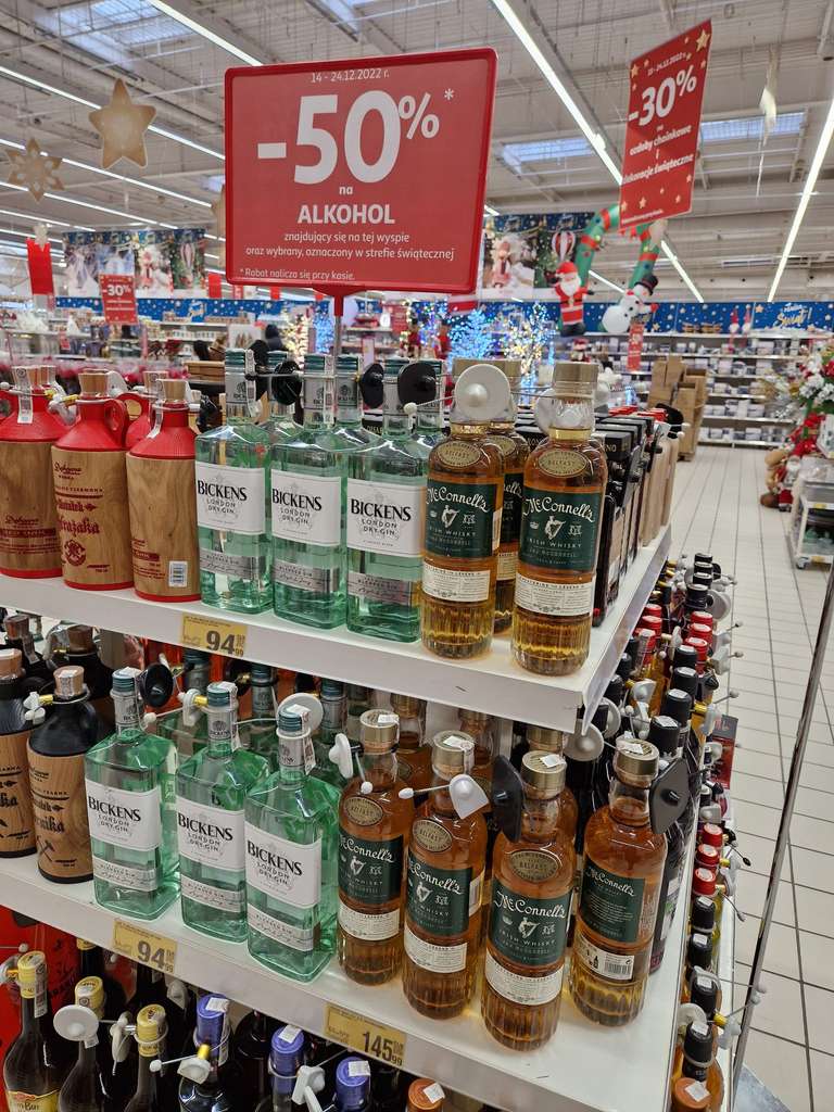 -50% na wybrane alkohole w Auchan np Whisky Irlandzka 5 letnia Janki, Mszczonowska